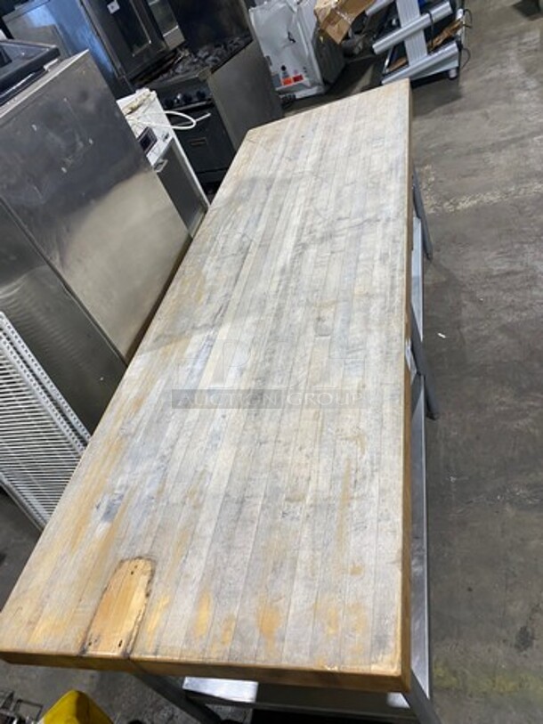 Commercial Butcher Block Table! With Storage Space Underneath! With Single Drawer! Stainless Steel Body! On Legs! - Image 5 of 8