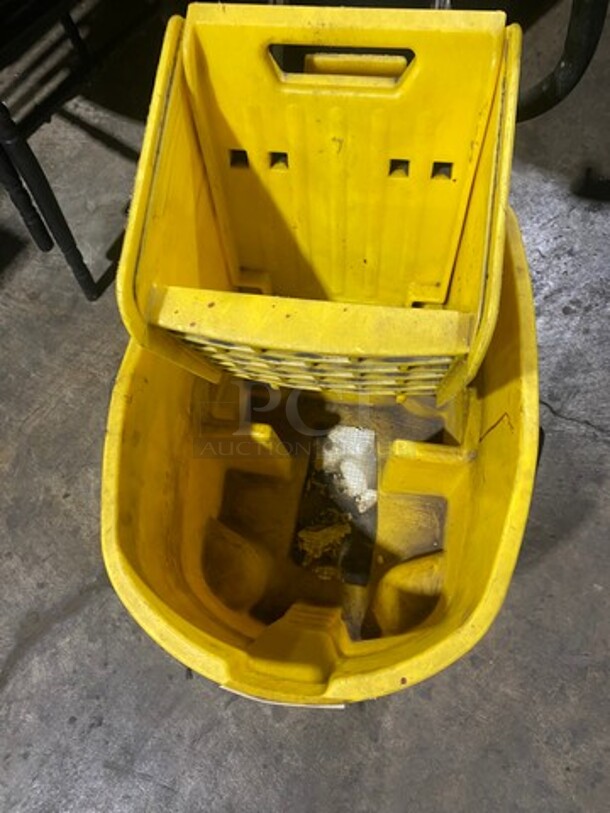 Rubbermaid Yellow Poly Mop Bucket! With Wringer Attachment! On Casters! - Image 5 of 8