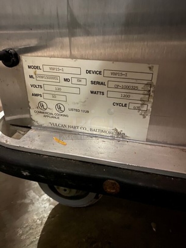Vulcan Commercial Heated Holding Cabinet/ Food Warmer! All Stainless Steel! On Casters! WORKING WHEN REMOVED! Model: VBP151 SN: CF1000325 120V - Image 8 of 10