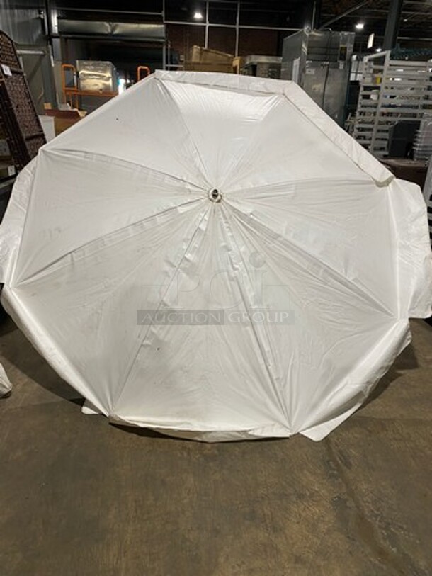 Party Time Plain White Patio Umbrella! With Pole! - Image 3 of 3