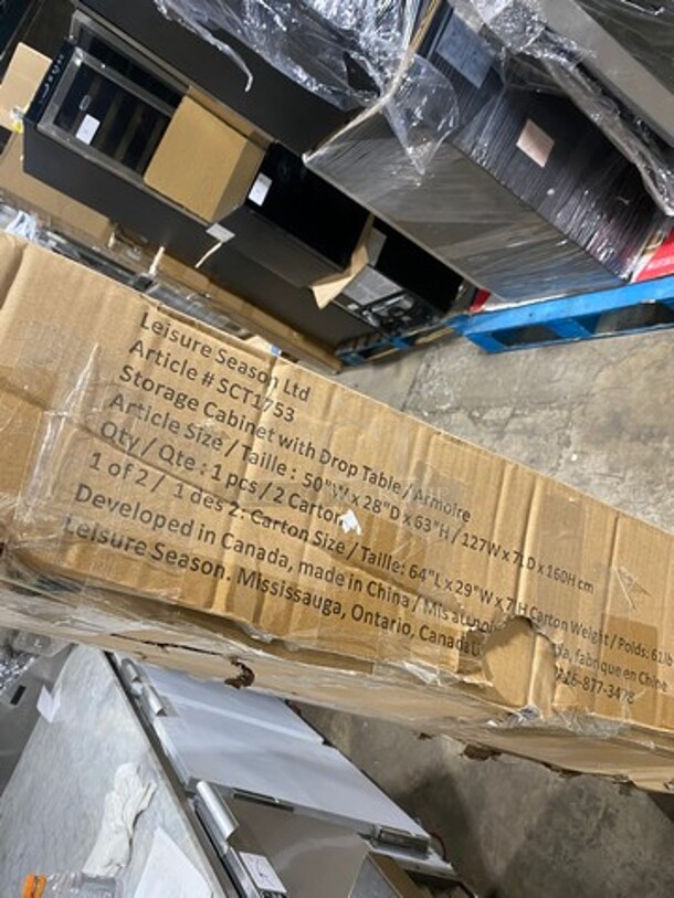 NEW! IN THE BOX! Leisure Season Wooden Storage Cabinet! With Drop Table! Model: SCT1753 - Image 4 of 8