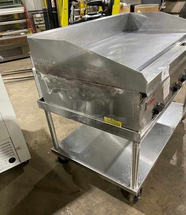 Lang Commercial Countertop Natural Gas Powered Mirror Shine Polish Top Flat Top Griddle! With Back And Side Splashes! All Stainless Steel! - Image 2 of 10