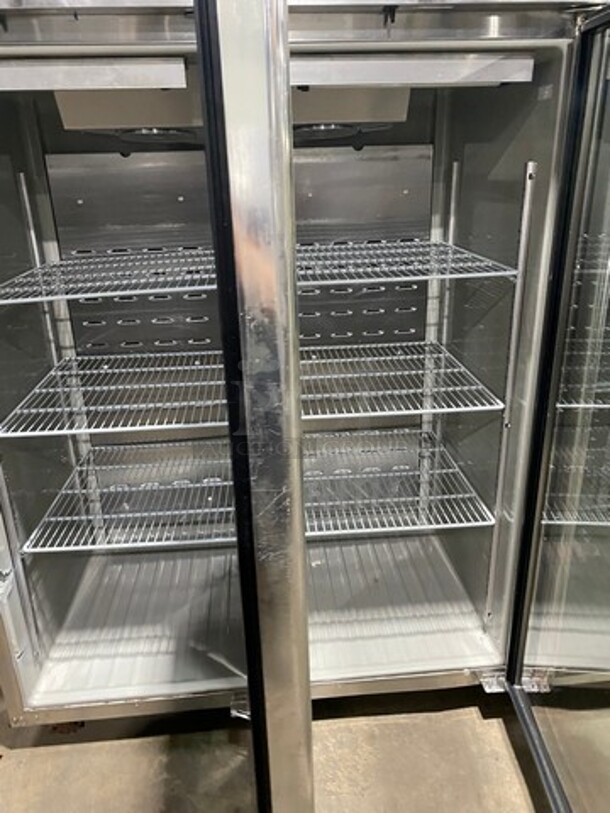 COOL! Hoshizaki Commercial 3 Door Reach In Cooler Merchandiser! With View Through Doors! Poly Coated Racks! All Stainless Steel Body! Model: CR3BFGYCR SN: E50016E 115V 60HZ 1 Phase - Image 5 of 9