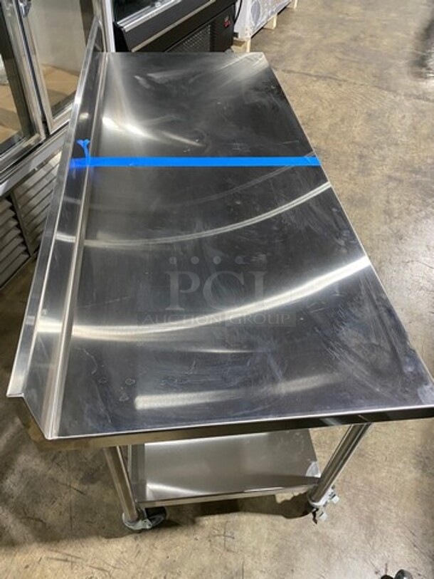 WOW! NEW! NEVER USED! Emi Heavy Duty Heavy Gage Welded Work Top/ Prep Table! With Back Splash! With Storage Space Underneath! Stainless Steel! On Casters! - Image 7 of 8