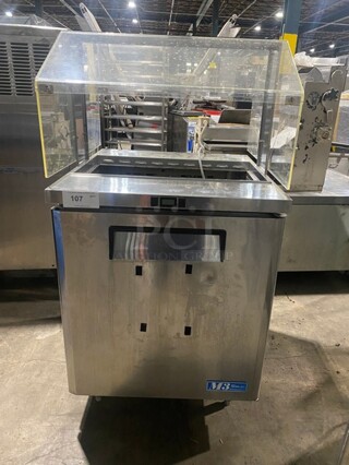 Turbo Air Refrigerated Salad Bar Island! Single Door Storage Space Underneath! All Stainless Steel! Model MST28711S SN:MS2T803217 115V 