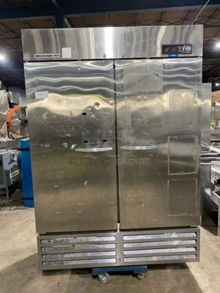 Beverage Air Commercial 2 Door Reach In Freezer! With Poly Coated Racks! All Stainless Steel! Model: KF481AS SN: 9025796 115V 60HZ 1 Phase