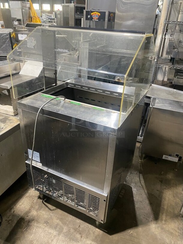 Turbo Air Refrigerated Salad Bar Island! Single Door Storage Space Underneath! All Stainless Steel! Model MST28711S SN:MS2T803217 115V  - Image 3 of 10