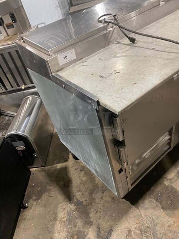 Leader Commercial Refrigerated Marble Top Pizza Prep Table! With 3 Door Underneath Storage Space! All Stainless Steel! On Casters! Model: PT72 SN: PT043536 115V 60HZ 1 Phase! Working When Removed!  - Image 2 of 10