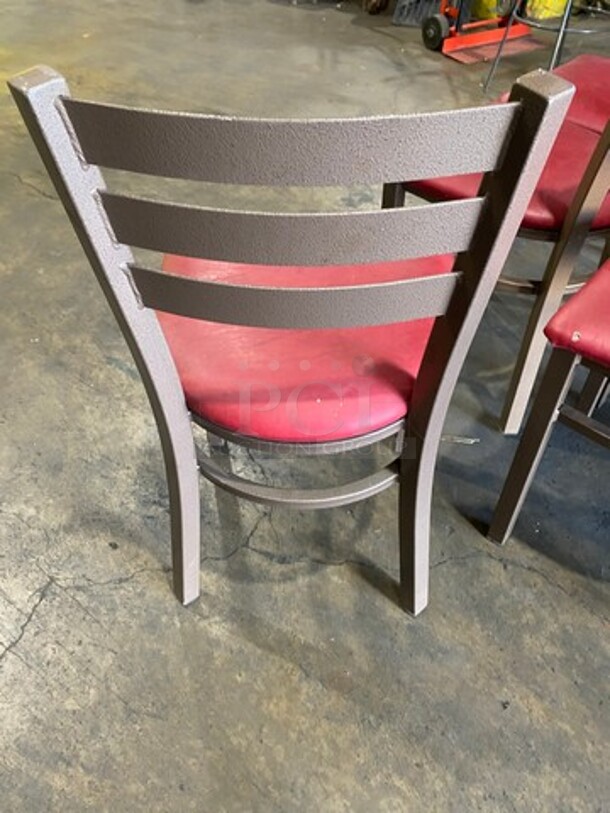 Red Cushioned Chairs! With Brown Metal Body! 5x Your Bid! - Image 3 of 7