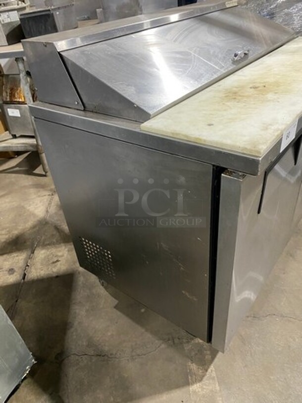 FAB! LATE MODEL! 2014 True Commercial Refrigerated Sandwich Prep Table! With Commercial Cutting Board! With 2 Door Underneath Storage Space! Poly Coated Racks! All Stainless Steel! On Casters! WORKING WHEN REMOVED! Model: TSSU4812 SN: 8067233 115V 60HZ 1 Phase - Image 3 of 10