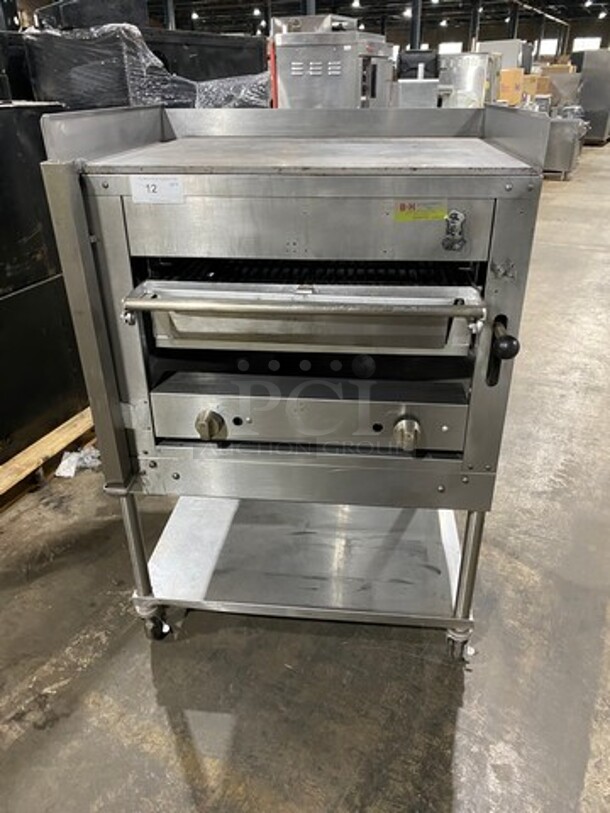 Commercial Natural Gas Powered Vertical Upright Char Broiler! All Stainless Steel! On Casters! - Image 1 of 8