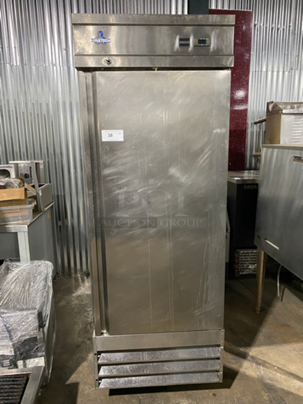 Cold Tech Commercial Single Door Reach In Refrigerator! With Solid Door! All Stainless Steel! On Casters! Model: CFD1R SN: FD1R0502064 115V 60HZ 1 Phase