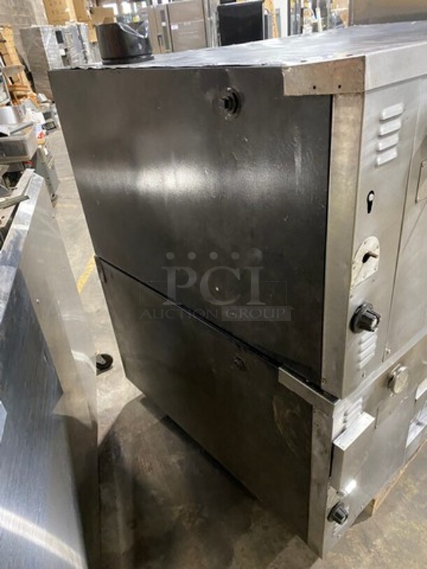 NICE! Bakers Pride Commercial Natural Gas Powered Double Deck 4 Pie Pizza/ Baking Oven! All Stainless Steel! With Legs! 2x Your Bid Makes One Unit! Model: DS805 - Image 3 of 12