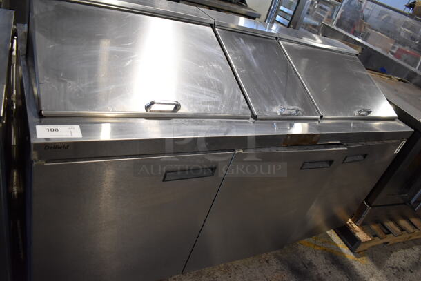2014 Delfield 4472N-30M Stainless Steel Commercial Sandwich Salad Prep Table Bain Marie Mega Top. 115 Volts, 1 Phase. 72x32x45. Tested and Powers On But Does Not Get Cold