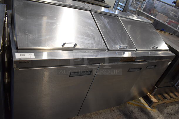 2014 Delfield 4472N-30M Stainless Steel Commercial Sandwich Salad Prep Table Bain Marie Mega Top. 115 Volts, 1 Phase. 72x32x45. Tested and Powers On But Does Not Get Cold - Image 1 of 12