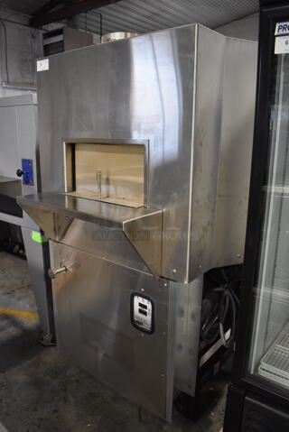 LIKE NEW! Wood Stone WS-MH-4 Stainless Steel Commercial Floor Style Wood and Gas Fired Il Forno Single Deck Pizza Oven. 54x60x75