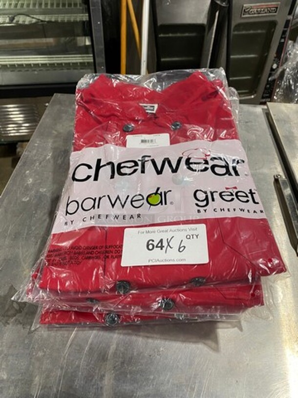 NEW! Chefwear Commercial Red Chef Coat! 6x Your Bid!