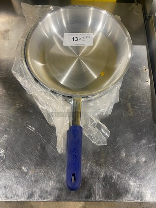 NEW! Winco Stainless Steel Frying Pans! With Cool Touch Handles! 3x Your Bid! - Image 1 of 6