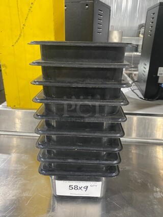 Cambro Black Poly 1/9 Size Drop In Bins! 9x Your Bid!