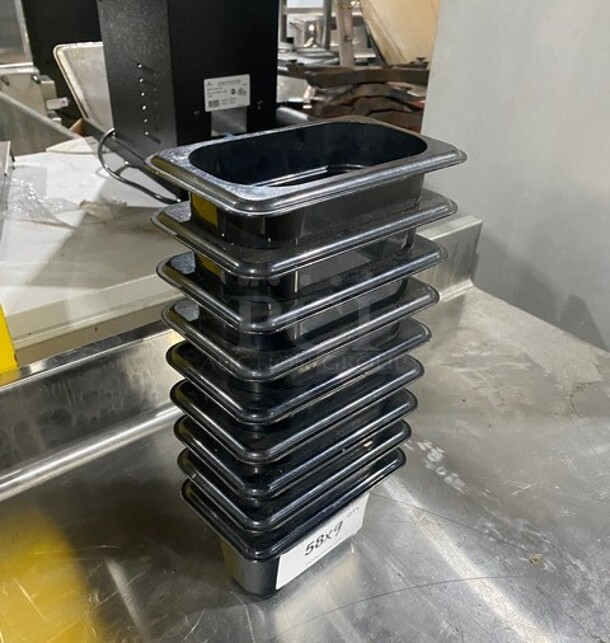 Cambro Black Poly 1/9 Size Drop In Bins! 9x Your Bid! - Image 2 of 7