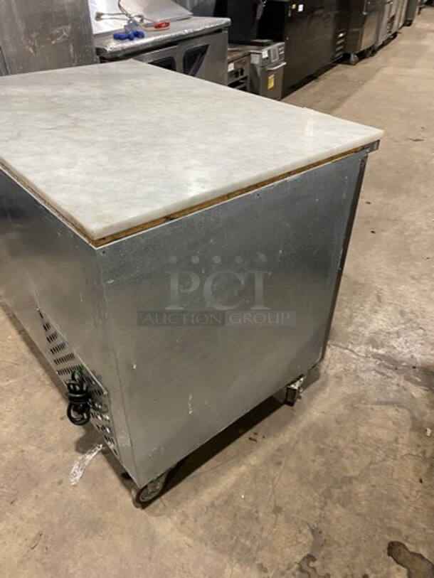 Leader Commercial Refrigerated Pizza Prep Table! With Marble Top! With 2 Door Storage Space Underneath! All Stainless Steel! On Casters! Model: DR48SC SN: PT09S1604 115V 60HZ 1 Phase - Image 4 of 10