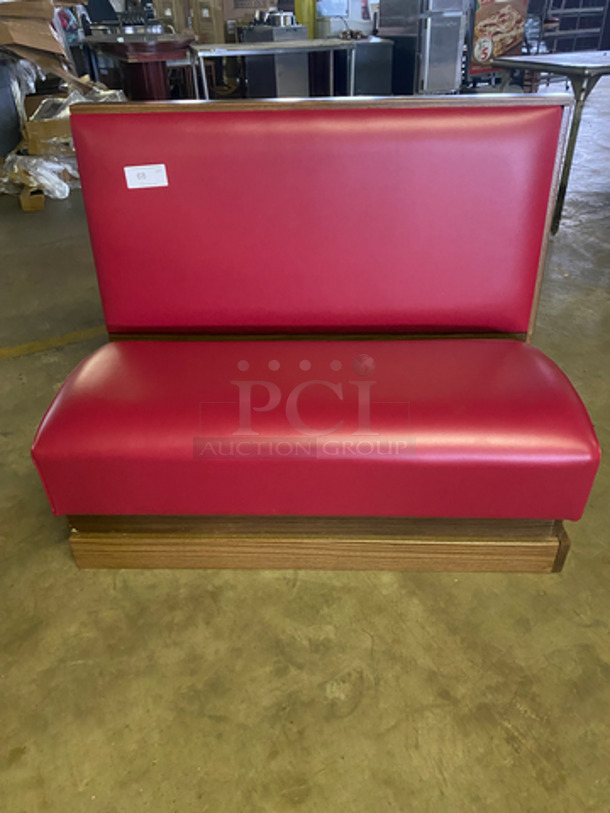 NEW! Single Sided Red Cushioned Booth Seat! With Wooden Outline! Perfect For Up Against The Wall! Can Be Connected To Any Of The Booths Listed!