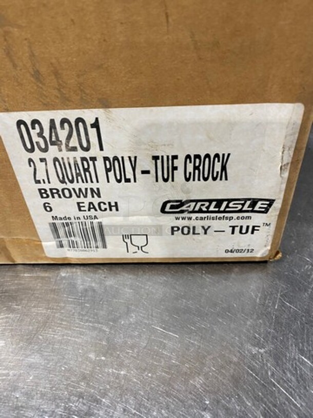 NEW! IN THE BOX! Carlisle 2.7 QT Brown Poly Tuf Crock! With Clear Poly Lid! 6 Per Box! 1 Box Per Lot! 6x Your Bid! Model: POLYTUF - Image 2 of 8