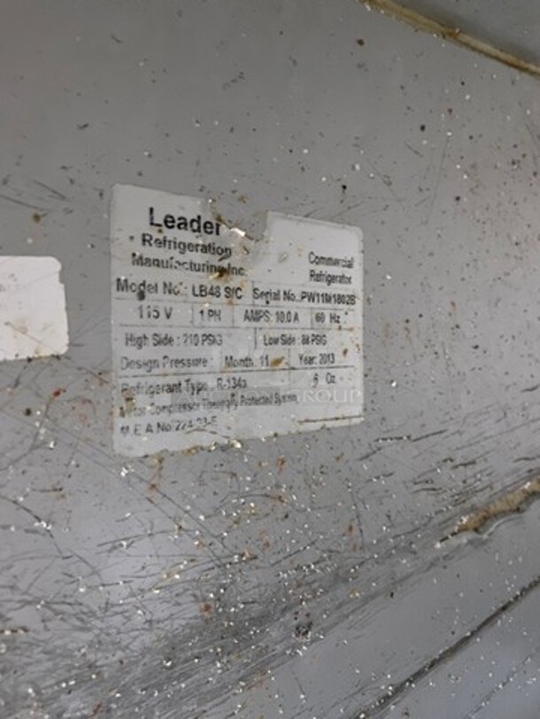 Leader Commercial Refrigerated 2 Door Lowboy! With Poly Coated Rack! All Stainless Steel! On Casters! Model: LB48SC SN: PW11M1802B 115V 60HZ 1 Phase - Image 7 of 8