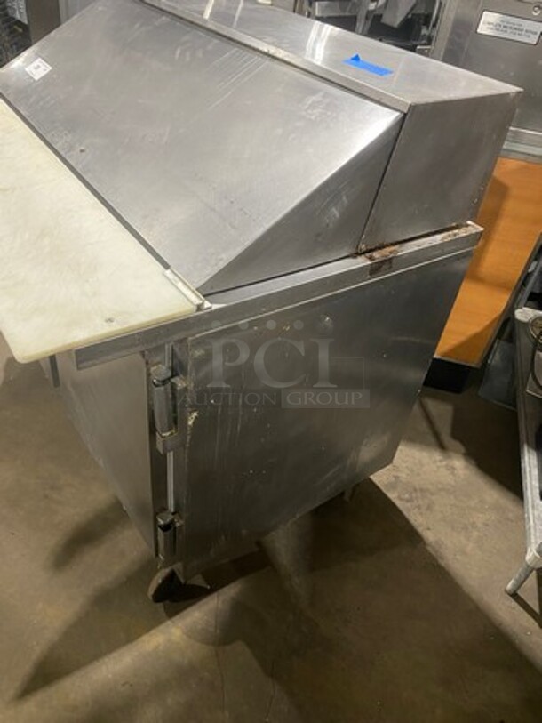 Beverage Air Commercial Refrigerated Sandwich Prep Table! With Commercial Cutting Board! With 2 Door Underneath Storage Space! All Stainless Steel! On Casters! Model: SP4818M SN: 6810332 115V 60HZ 1 Phase - Image 2 of 9