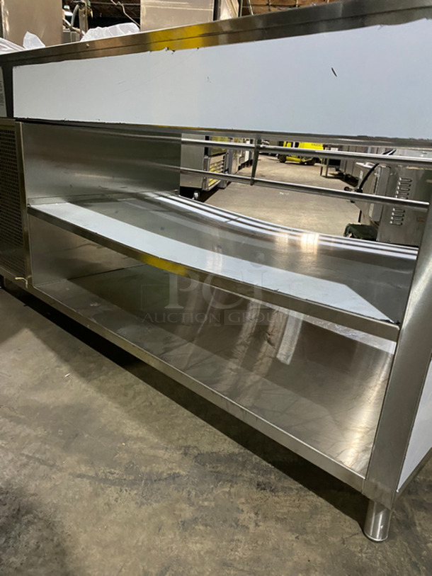 NEW! NEVER USED! Bayonne Commerical 5 Bay Cold Pan/Cold Food Buffet Counter! With Folding Serving Counter! With 2 Shelf Storage Underneath! All Stainless Steel! On Legs! Model: CPM-72 SN:7195 120V 60HZ 1 Phase - Image 9 of 12