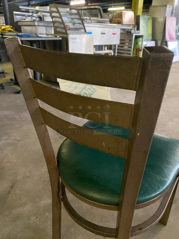 Green Cushioned Chairs! With Brown Metal Body! 5x Your Bid! - Image 6 of 7