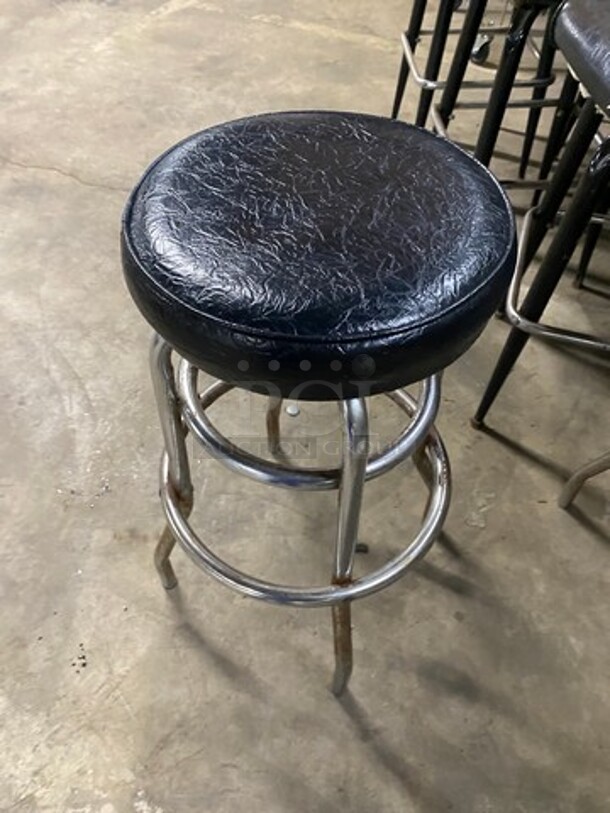 ALL ONE MONEY! Assorted Style Black Cushioned Bar Height Chairs! Some With Cushioned Back Support! All With Footrest! - Image 4 of 6