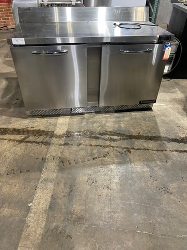 WOW! NEW! OUT OF THE BOX! Continental Commercial 2 Door Lowboy/Worktop Cooler! With Back Splash! All Stainless Steel! Model: SW60NSSBS SN: 159C9884 115V 60HZ 1 Phase
