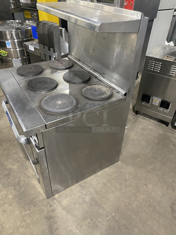 Nice! Imperial Stainless Steel 6 Burner Electric Powered Cooking Range w/ Oven and Raised Back Splash! - Image 3 of 10