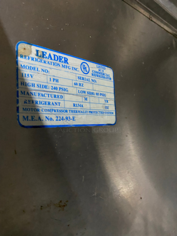 Leader Commercial Refrigerated Sandwich Prep Table! With 2 Door Storage Space Underneath! All Stainless! On Legs! 115V 60HZ 1 Phase - Image 7 of 10