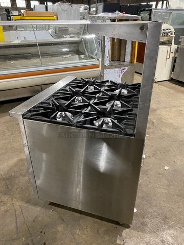 Sunfire Commercial Natural Gas Powered 6 Burner Stove! With Raised Back Splash And Salamander Shelf! With Oven Underneath! All Stainless Steel! On Casters! - Image 4 of 10