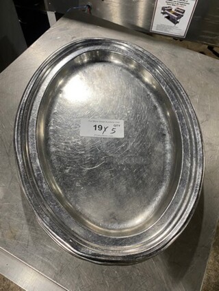 NICE! OVAL STAINLESS STEAL SERVING TRAYS, 5X YOUR BID!