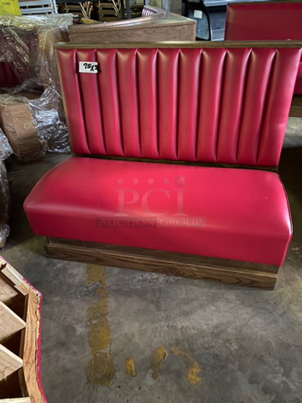 NEW! 2 Dual Sided Red Cushioned Booth Seat! With Wooden Outline! 2x Your Bid!