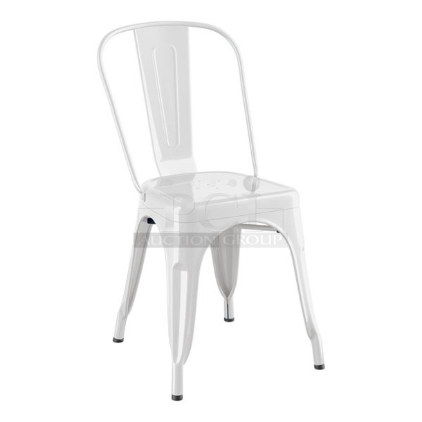 BRAND NEW SCRATCH & DENT! Lancaster Table & Seating 427CALUARMWH White Powder Coated Aluminum Outdoor Arm Chair. 9x Your Bid - Image 1 of 5