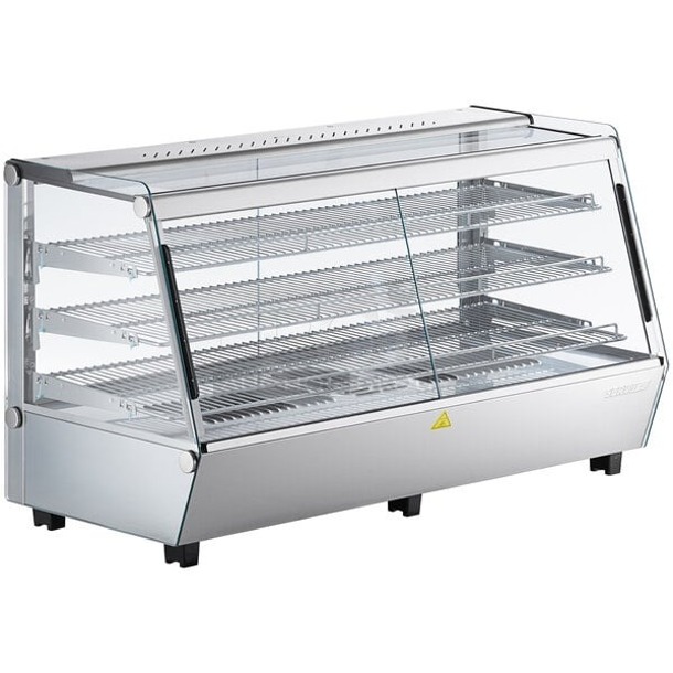 BRAND NEW SCRATCH & DENT! ServIt HDM-48 48" Self / Full Service 3 Shelf Countertop Heated Display Case with Sliding Doors - 120V, 1800W. Glass is Broken. S/N:1408409300065 - Image 1 of 7