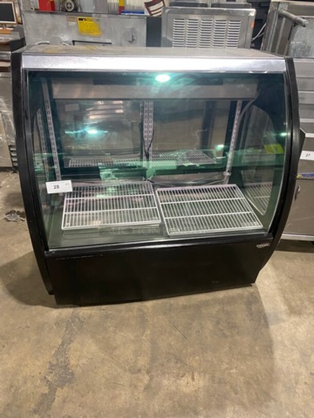2014 Fogel Commercial Refrigerated Deli/ Bakery Display Case Merchandiser! With Curved Front Glass! With Rear Access Doors! Model: ELITE4PFUS SN: 140712538 115V 60HZ 1 Phase