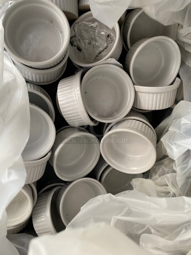 ALL ONE MONEY! White Ceramic Ramekin! Includes Black Poly Crate! - Image 2 of 5