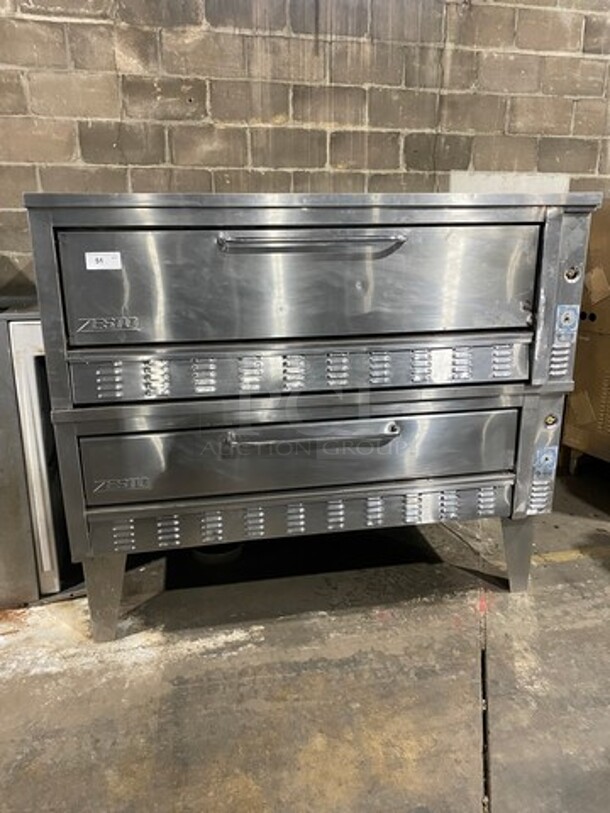 SWEET! Zesto Commercial Natural Gas Powered Double Deck Pizza/ Baking Oven! All stainless Steel! On Legs! 2x Your Bid Makes One Unit!