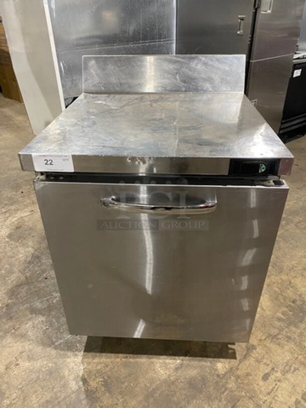 SWEET! Continental Commercial Single Door Lowboy/Worktop Freezer! With Back Splash! All Stainless Steel! Model: SWF27BS SN: 15850728 115V 60HZ 1 Phase
