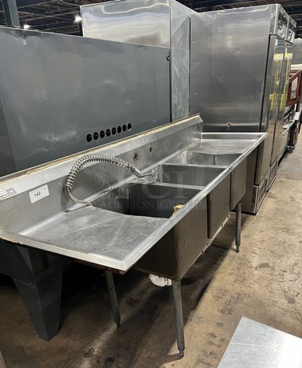 Aero Stainless Steel Commercial 3 Compartment Dish Washing Sink! With Dual Side Drain Board! With Faucet And Handles! - Image 2 of 8
