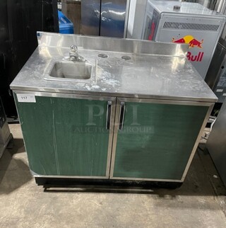 Duke Stainless Steel Commercial Counter w/ Bay and 2 Wood Pattern Doors! MODEL SUBPS-48-R M