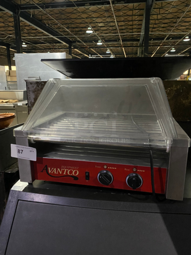 Avantco Commercial Countertop Hot Dog Roller Grill! With Clear Cover! All Stainless Steel! Model: RG102 SN: 03201017135 120V 60Hz