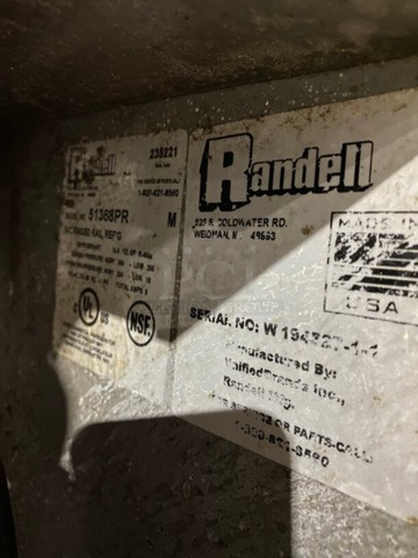 Randell Commercial Refrigerated Sandwich Prep Table! With 4 Drawer Storage Space! With Over Head Storage Shelf! All Stainless Steel! Model: 51368PR SN: 19452711 - Image 9 of 10