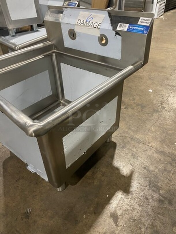 NEW! SCRATCH-N-DENT! Sapphire Single Compartment Prep Sink! All Stainless Steel! With Legs! Model: SMS2020 - Image 2 of 8