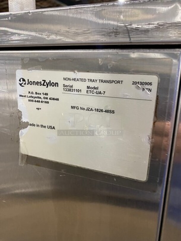 Jones Zylon Commercial Single Door Dry Food Transport Cart! All Stainless Steel! On Casters! Model: ETCUA7 SN: 133831101 - Image 6 of 6